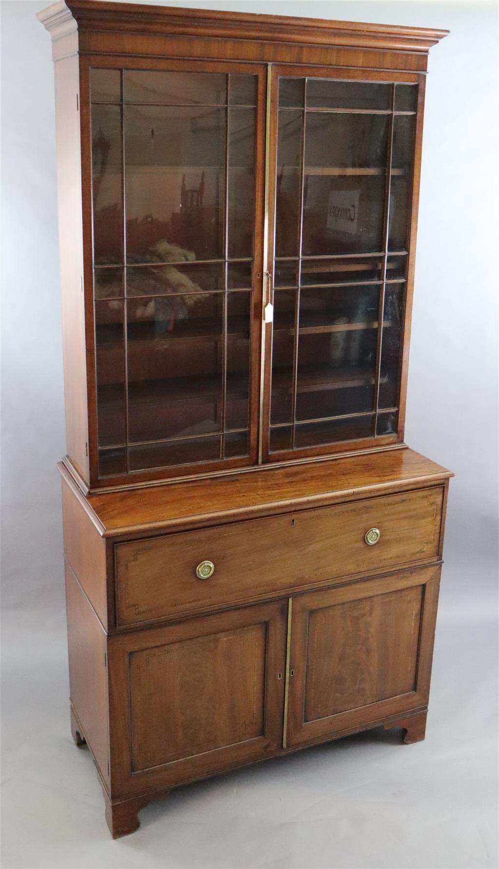 A late George III mahogany secretaire bookcase W. 3ft 9in. H. 7ft 5in. D. 1ft 9.5in.